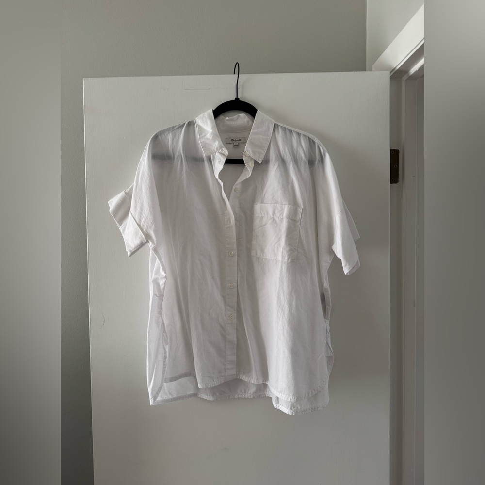 Madewell Cotton & Linen Blend White Button-Up Shirt